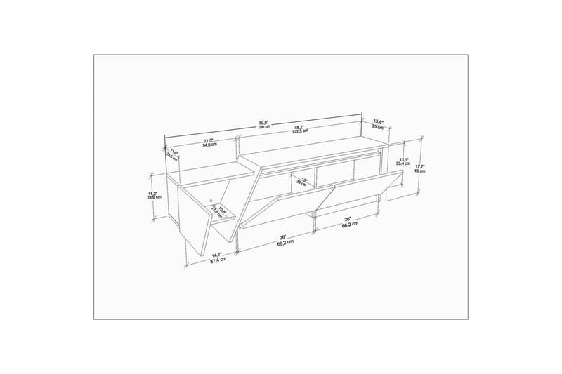 Tavros TV-taso 180 cm - Punainen/Valkoinen - Huonekalut - TV- & Mediakalusteet - Tv taso & Mediataso