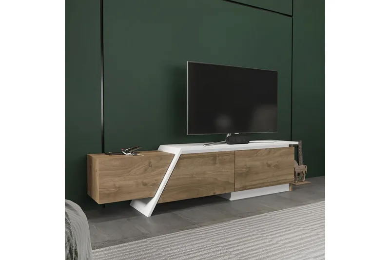 Tavros TV-taso 180 cm - Pähkinä/Valkoinen - Huonekalut - TV- & Mediakalusteet - Tv taso & Mediataso