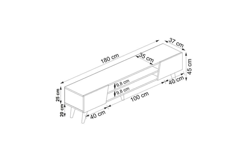 Torin TV-taso 180 cm - Pähkinä/Beige - Huonekalut - TV- & Mediakalusteet - Tv taso & Mediataso
