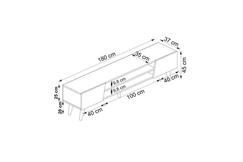 Torin TV-taso 180 cm - Pähkinä/Beige - Huonekalut - TV- & Mediakalusteet - Tv taso & Mediataso