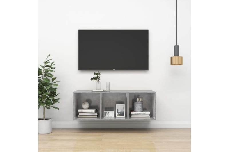 Seinäkiinnitettävä TV-taso betoninharmaa 37x37x107 cm - Huonekalut - TV- & Mediakalusteet - Mediajalusta & seinäteline - TV:n seinäteline