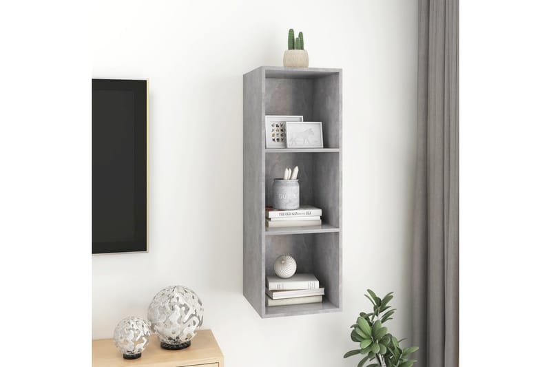 Seinäkiinnitettävä TV-taso betoninharmaa 37x37x107 cm - Huonekalut - TV- & Mediakalusteet - Mediajalusta & seinäteline - TV:n seinäteline