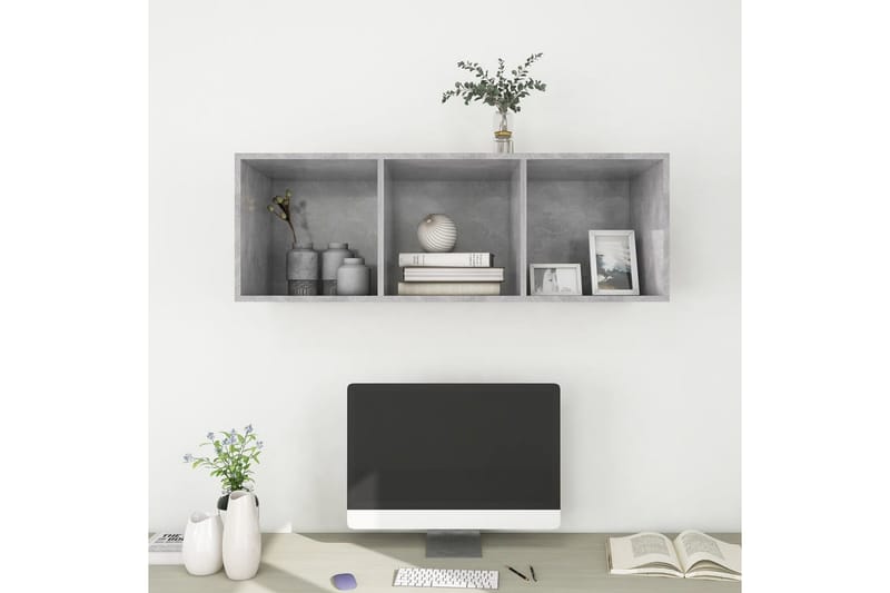 Seinäkiinnitettävä TV-taso betoninharmaa 37x37x107 cm - Huonekalut - TV- & Mediakalusteet - Mediajalusta & seinäteline - TV:n seinäteline