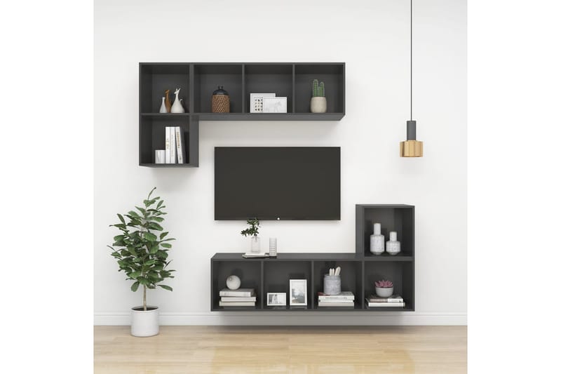 Seinäkiinnitettävä TV-taso harmaa 37x37x142,5 cm lastulevy - Huonekalut - TV- & Mediakalusteet - Mediajalusta & seinäteline - TV:n seinäteline