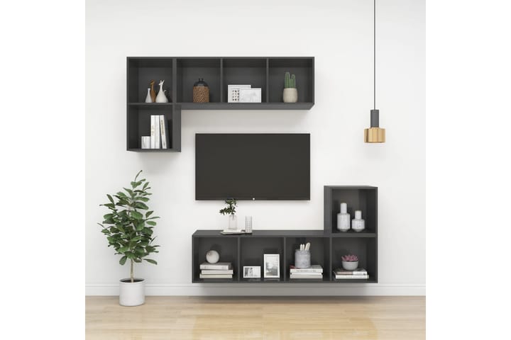 Seinäkiinnitettävä TV-taso harmaa 37x37x142,5 cm lastulevy - Mediajalusta & seinäteline - TV:n seinäteline
