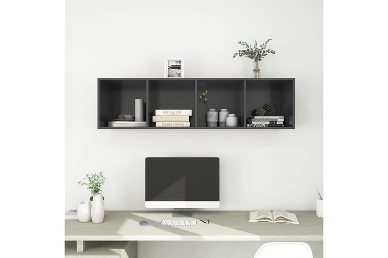Seinäkiinnitettävä TV-taso harmaa 37x37x142,5 cm lastulevy - Huonekalut - TV- & Mediakalusteet - Mediajalusta & seinäteline - TV:n seinäteline