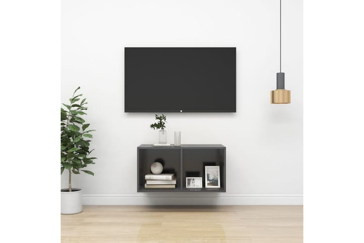 Seinäkiinnitettävä TV-taso harmaa 37x37x72 cm lastulevy - Mediajalusta & seinäteline - TV:n seinäteline