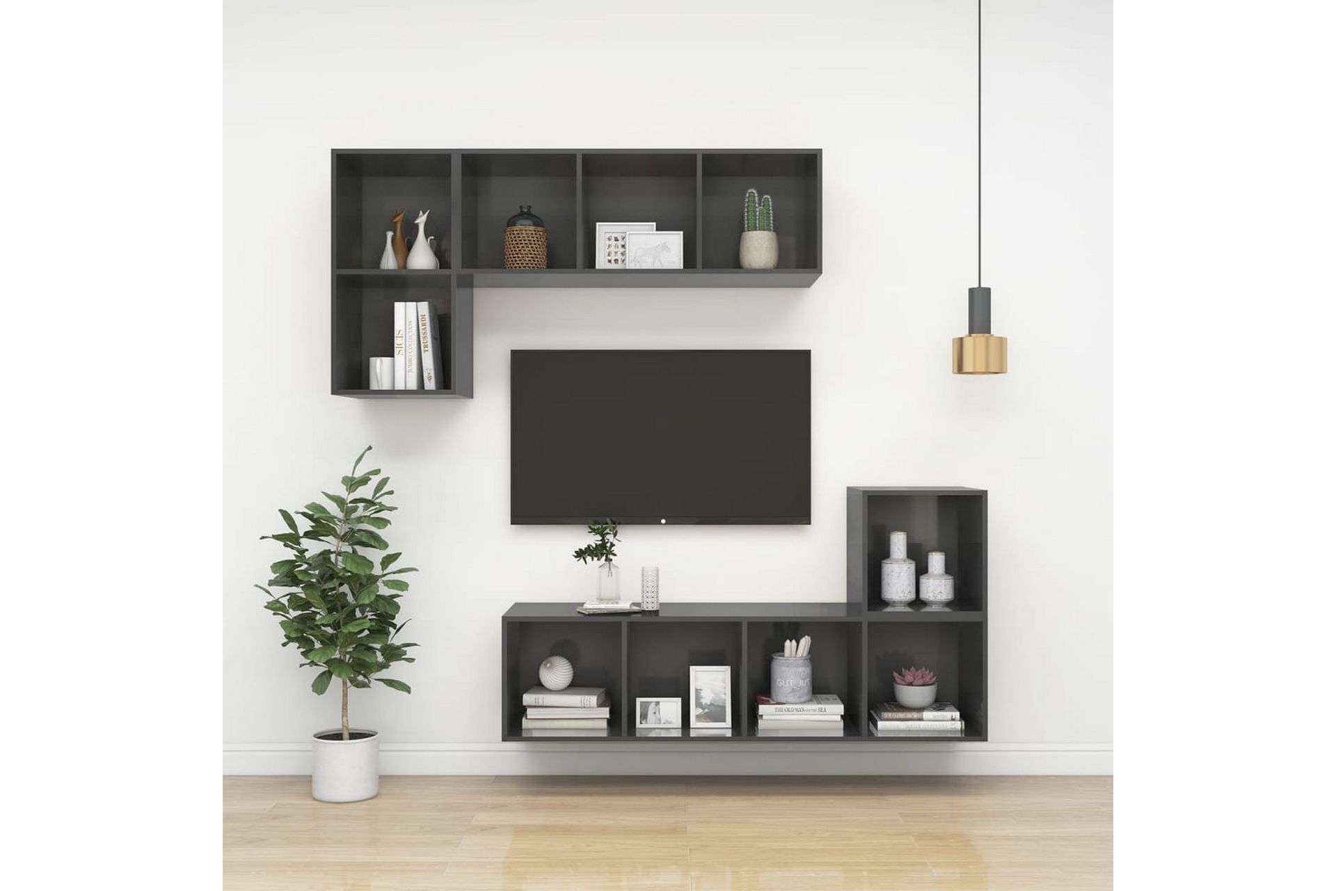 Seinäkiinnitettävä TV-taso korkeak. harm. 37x37x107 cm - Huonekalut - TV- & Mediakalusteet - Mediajalusta & seinäteline - TV:n seinäteline