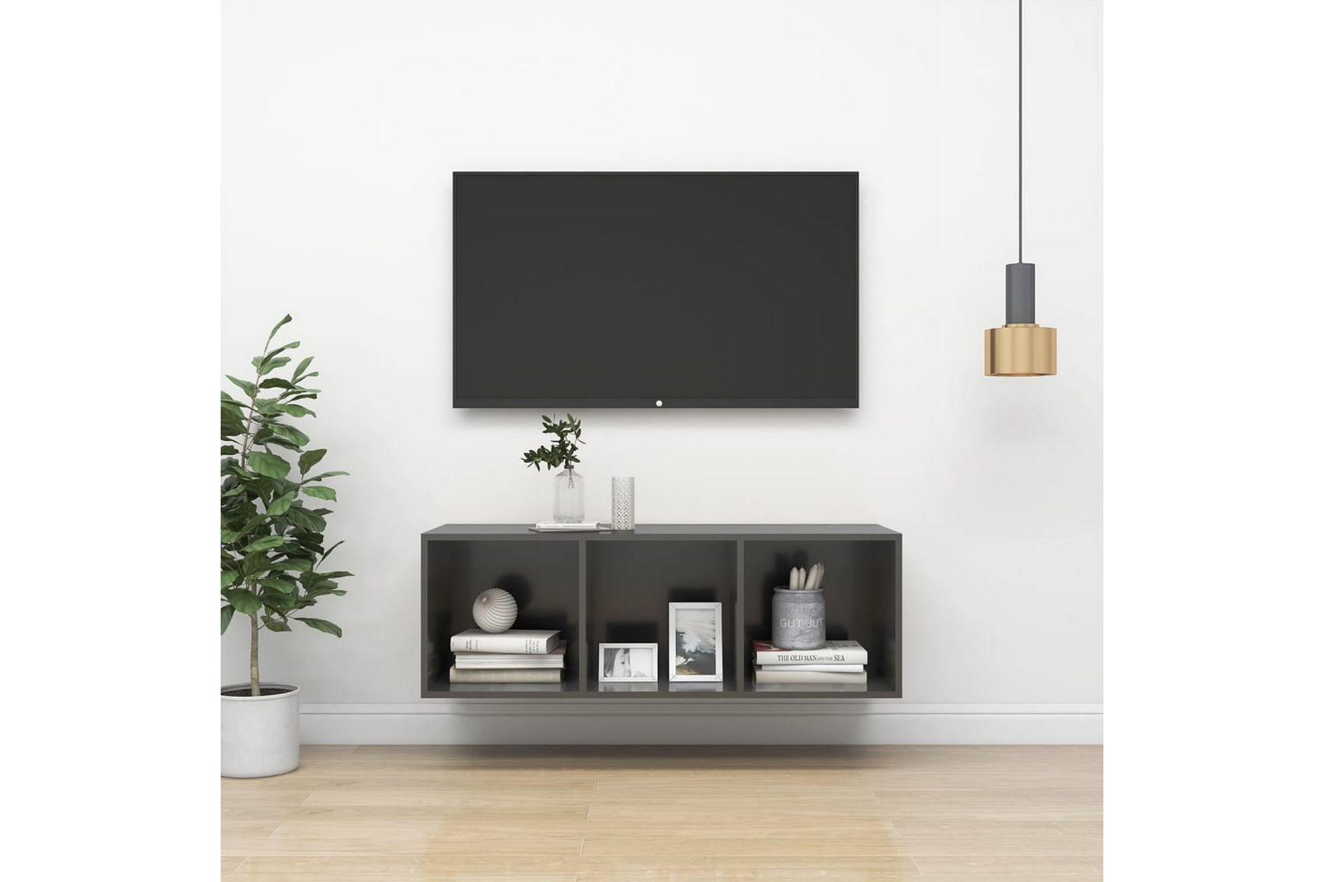 Seinäkiinnitettävä TV-taso korkeak. harm. 37x37x107 cm - Huonekalut - TV- & Mediakalusteet - Mediajalusta & seinäteline - TV:n seinäteline