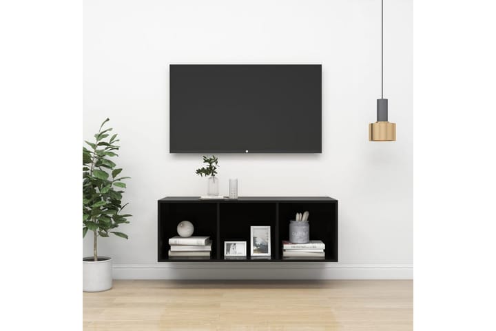Seinäkiinnitettävä TV-taso korkeak. musta 37x37x107 cm - Mediajalusta & seinäteline - TV:n seinäteline