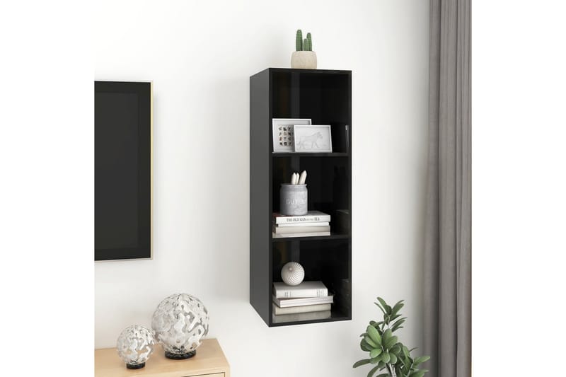 Seinäkiinnitettävä TV-taso korkeak. musta 37x37x107 cm - Huonekalut - TV- & Mediakalusteet - Mediajalusta & seinäteline - TV:n seinäteline