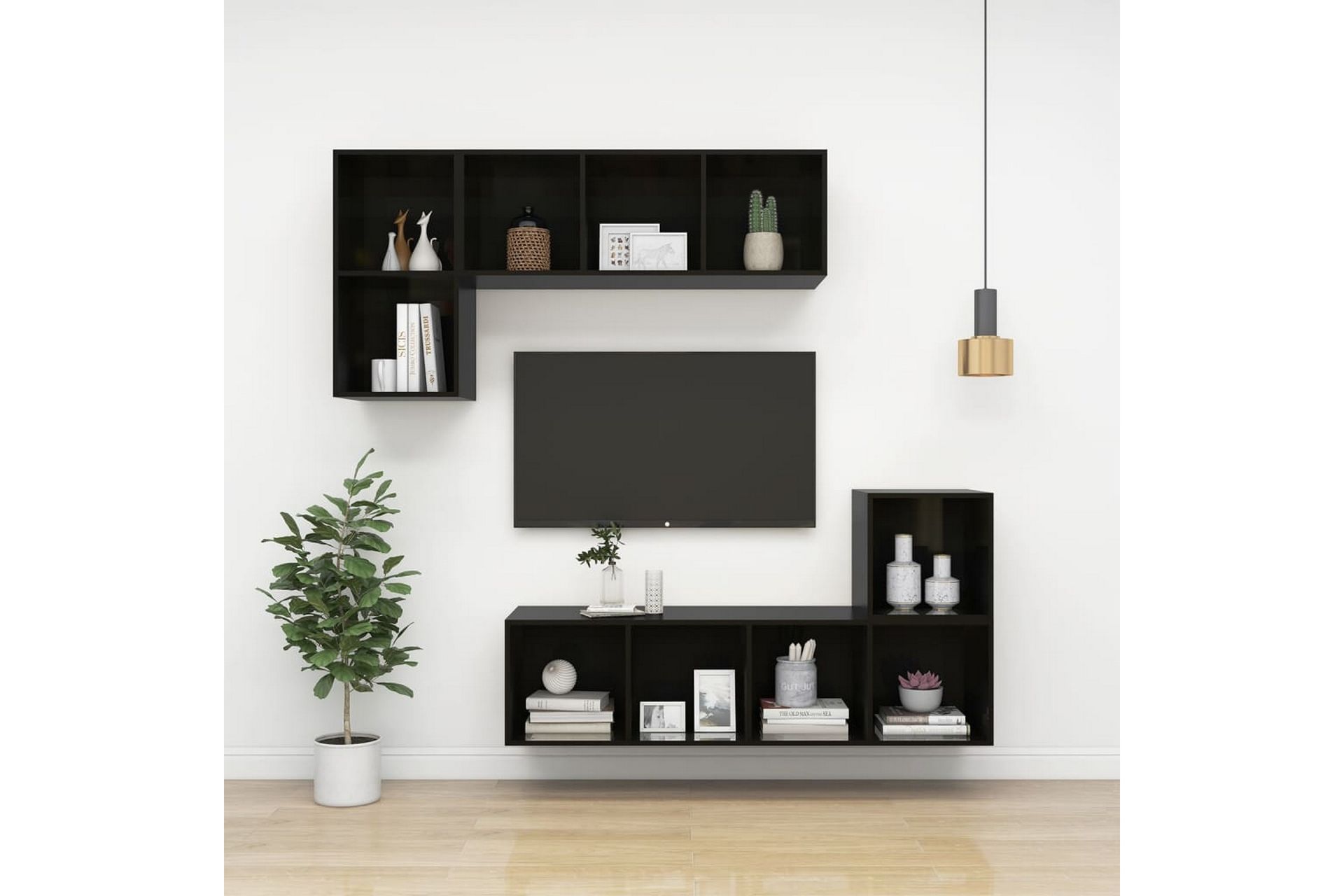 Seinäkiinnitettävä TV-taso korkeak. musta 37x37x72 cm - Huonekalut - TV- & Mediakalusteet - Mediajalusta & seinäteline - TV:n seinäteline