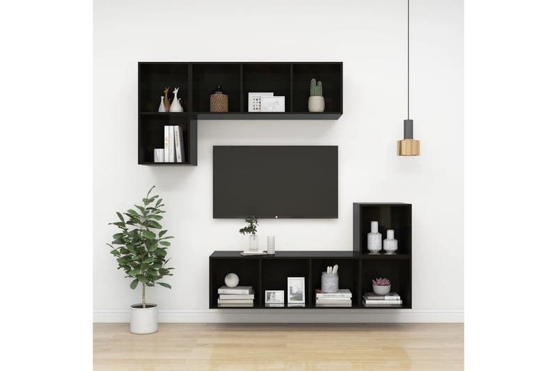 Seinäkiinnitettävä TV-taso korkeak. musta 37x37x72 cm - Huonekalut - TV- & Mediakalusteet - Mediajalusta & seinäteline - TV:n seinäteline