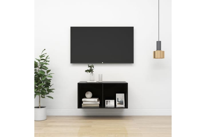 Seinäkiinnitettävä TV-taso korkeak. musta 37x37x72 cm - Mediajalusta & seinäteline - TV:n seinäteline