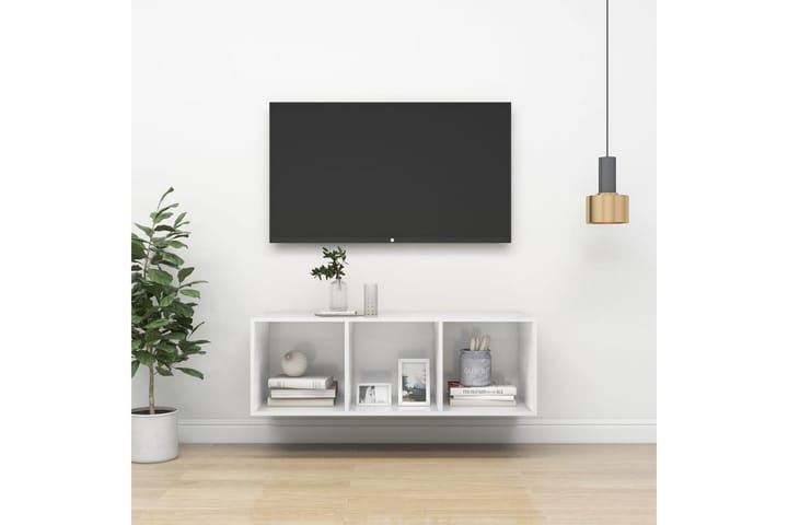 Seinäkiinnitettävä TV-taso korkeak. valk. 37x37x107 cm - Mediajalusta & seinäteline - TV:n seinäteline