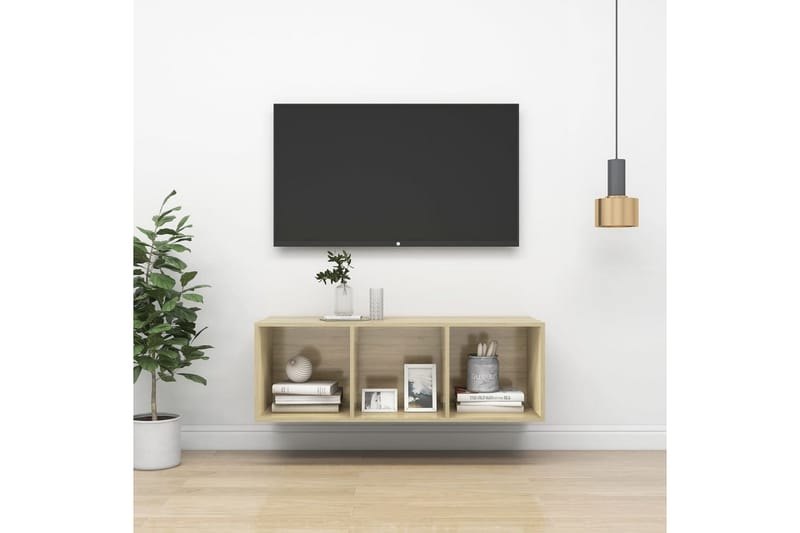 Seinäkiinnitettävä TV-taso Sonoma-tammi 37x37x107 cm - Huonekalut - TV- & Mediakalusteet - Mediajalusta & seinäteline - TV:n seinäteline
