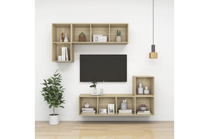 Seinäkiinnitettävä TV-taso Sonoma-tammi 37x37x142,5 cm levy - Huonekalut - TV- & Mediakalusteet - Mediajalusta & seinäteline - TV:n seinäteline