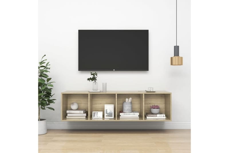 Seinäkiinnitettävä TV-taso Sonoma-tammi 37x37x142,5 cm levy - Huonekalut - TV- & Mediakalusteet - Mediajalusta & seinäteline - TV:n seinäteline