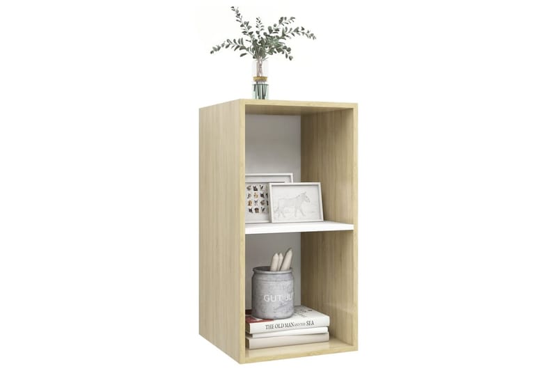 Seinäkiinnitettävä TV-taso tammi ja valk. 37x37x72 cm - Huonekalut - TV- & Mediakalusteet - Mediajalusta & seinäteline - TV:n seinäteline