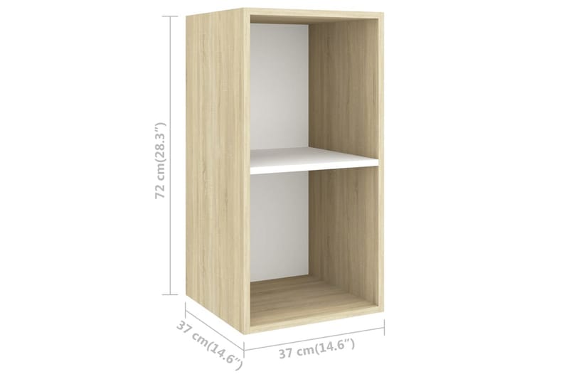 Seinäkiinnitettävä TV-taso tammi ja valk. 37x37x72 cm - Huonekalut - TV- & Mediakalusteet - Mediajalusta & seinäteline - TV:n seinäteline