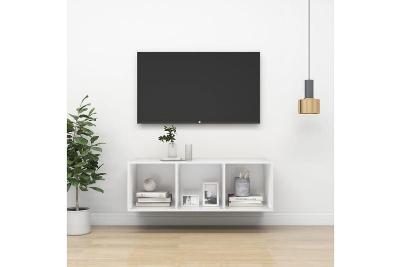 Seinäkiinnitettävä TV-taso valkoinen 37x37x107 cm lastulevy - Huonekalut - TV- & Mediakalusteet - Mediajalusta & seinäteline - TV:n seinäteline