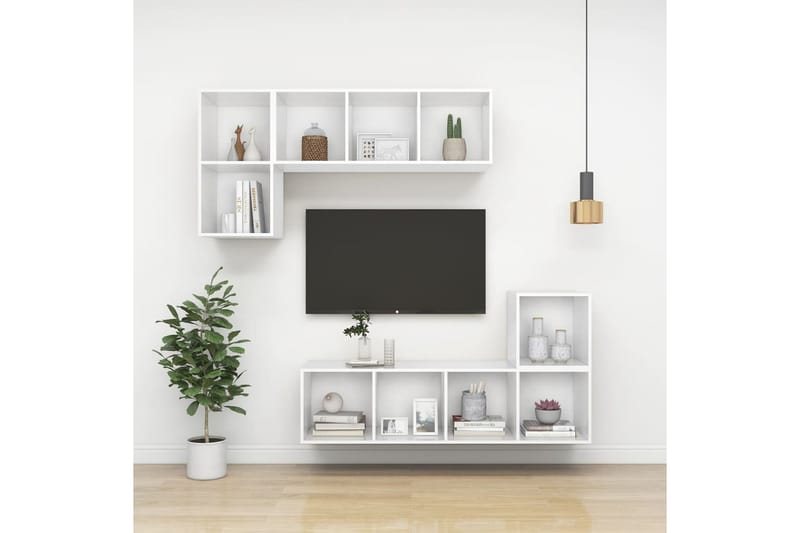Seinäkiinnitettävä TV-taso valkoinen 37x37x142,5 cm - Huonekalut - TV- & Mediakalusteet - Mediajalusta & seinäteline - TV:n seinäteline