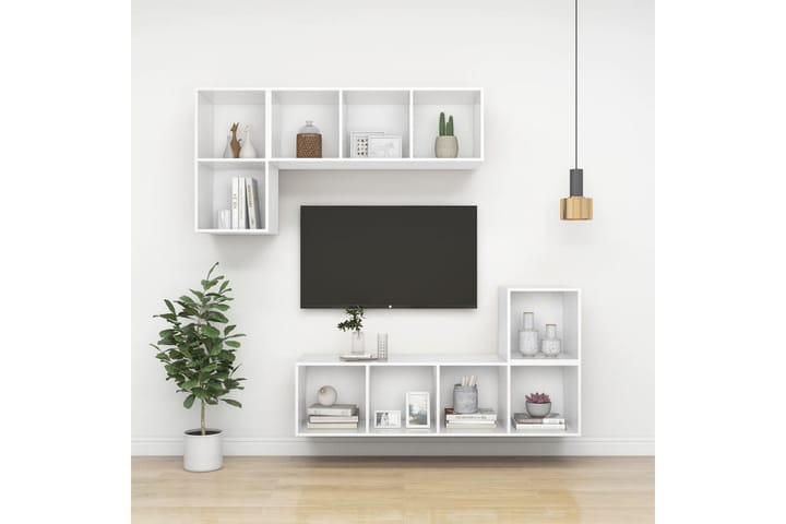 Seinäkiinnitettävä TV-taso valkoinen 37x37x72 cm lastulevy - Mediajalusta & seinäteline - TV:n seinäteline