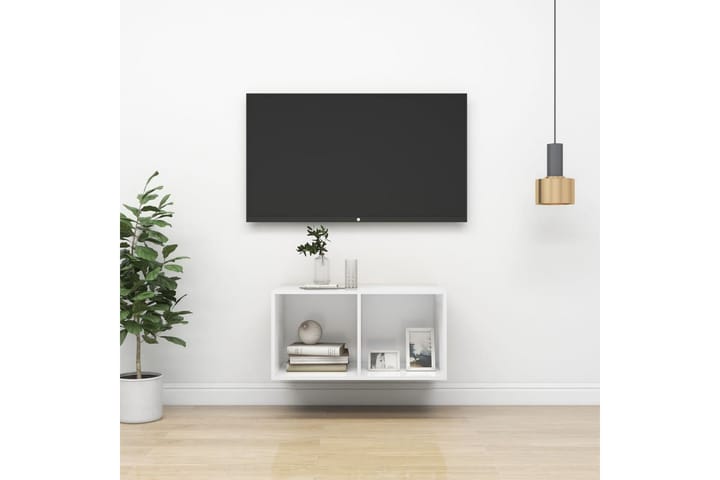Seinäkiinnitettävä TV-taso valkoinen 37x37x72 cm lastulevy - Mediajalusta & seinäteline - TV:n seinäteline