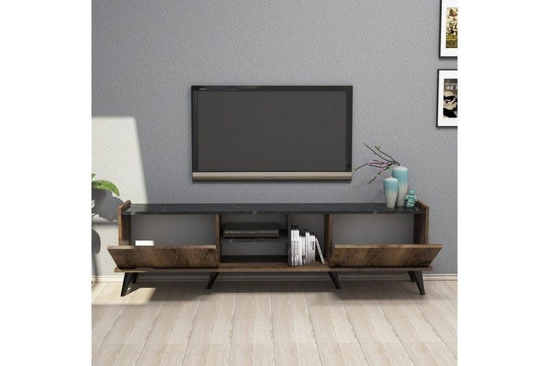 TV-tasot ja mediatasot Challur TV-taso 180 cm Pähkinä,Musta - Huonekalut - TV- & Mediakalusteet - Tv taso & Mediataso