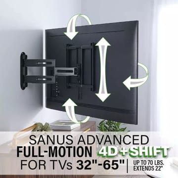 TV-teline Sanus 4D Max VESA 400x400 32–65 Full Motion musta - Musta - Huonekalut - TV- & Mediakalusteet - Mediajalusta & seinäteline