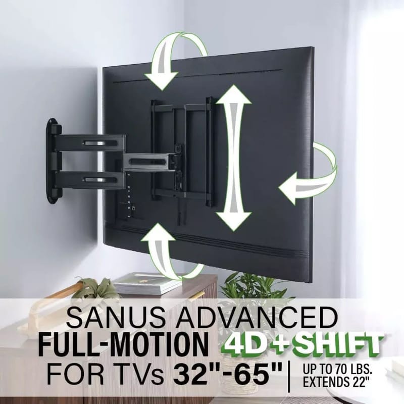 TV-teline Sanus 4D Max VESA 400x400 32–65 Full Motion musta - Musta - Huonekalut - TV- & Mediakalusteet - Mediajalusta & seinäteline