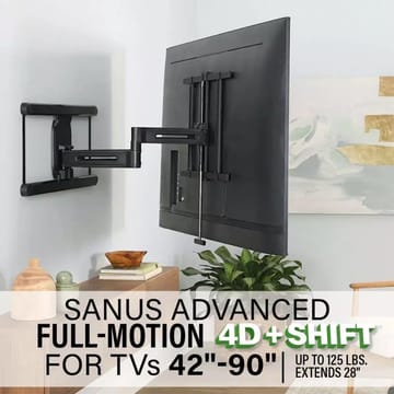 TV-teline Sanus 4D Max Vesa 600x400 42-90 Full Motion Musta - Musta - Huonekalut - TV- & Mediakalusteet - Mediajalusta & seinäteline