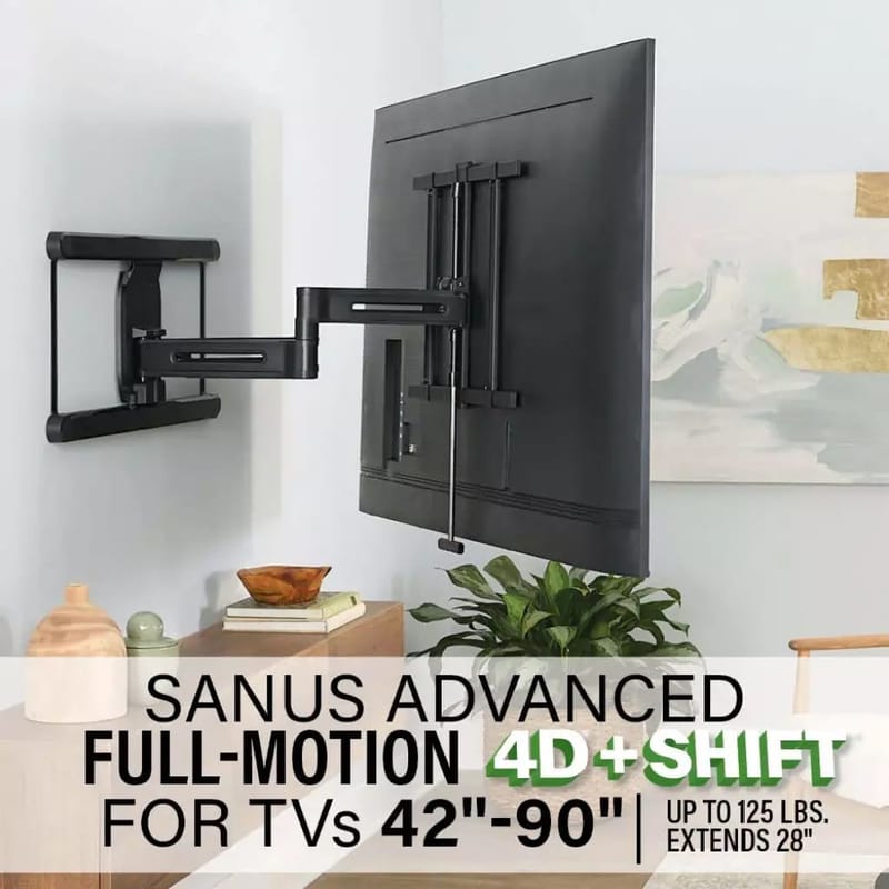 TV-teline Sanus 4D Max Vesa 600x400 42-90 Full Motion Musta - Musta - Huonekalut - TV- & Mediakalusteet - Mediajalusta & seinäteline