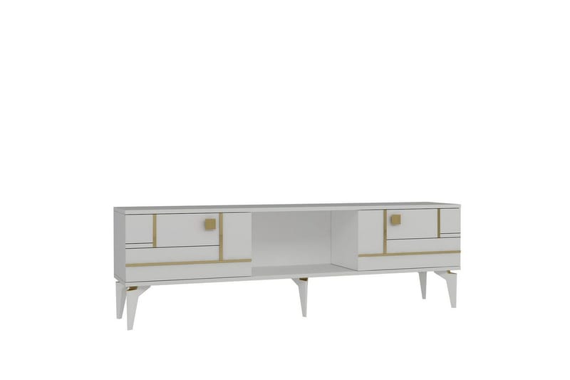 Varno TV-taso 150 cm - Valkoinen/Keltainend - Huonekalut - TV- & Mediakalusteet - Tv taso & Mediataso