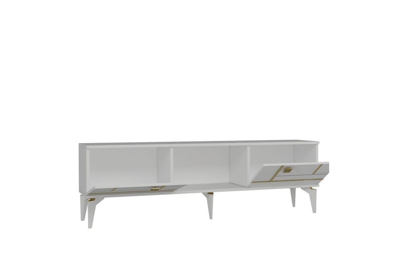 Varno TV-taso 150 cm - Valkoinen/Keltainend - Huonekalut - TV- & Mediakalusteet - Tv taso & Mediataso