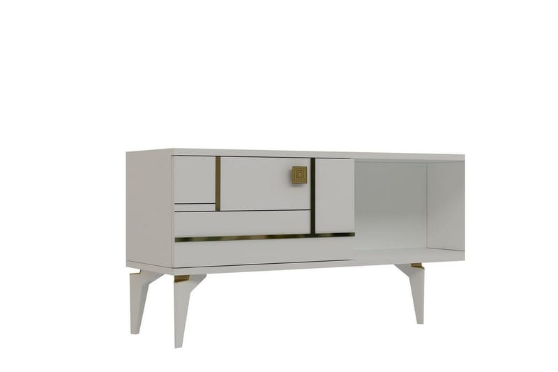 Varno TV-taso 150 cm - Valkoinen/Keltainend - Huonekalut - TV- & Mediakalusteet - Tv taso & Mediataso