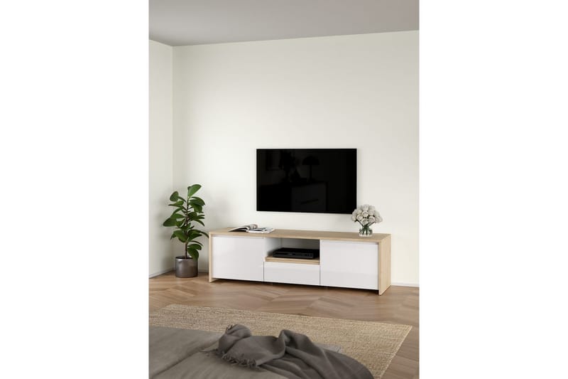 Varun TV-teline 51 cm - Valkoinen/Punertava puu - Huonekalut - TV- & Mediakalusteet - Mediajalusta & seinäteline