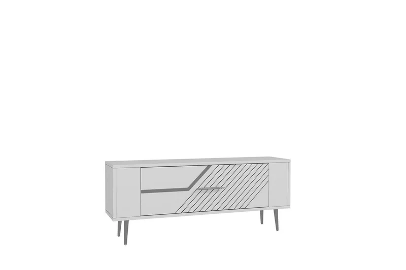 Veynor TV-taso 120 cm, Valkoinen/Hopea