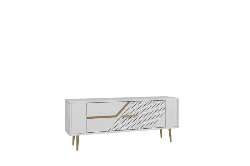 Veynor TV-taso 120 cm - Valkoinen/Keltainend - Huonekalut - TV- & Mediakalusteet - Tv taso & Mediataso