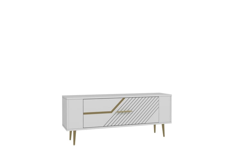 Veynor TV-taso 120 cm - Valkoinen/Keltainend - Huonekalut - TV- & Mediakalusteet - Tv taso & Mediataso