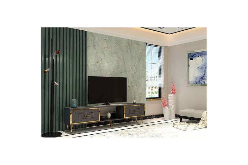 Virdel TV-taso 150 cm - Antrasiitti/Keltainend - Huonekalut - TV- & Mediakalusteet - Tv taso & Mediataso