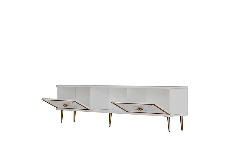 Virdel TV-taso 150 cm - Valkoinen/Keltainend - Huonekalut - TV- & Mediakalusteet - Tv taso & Mediataso