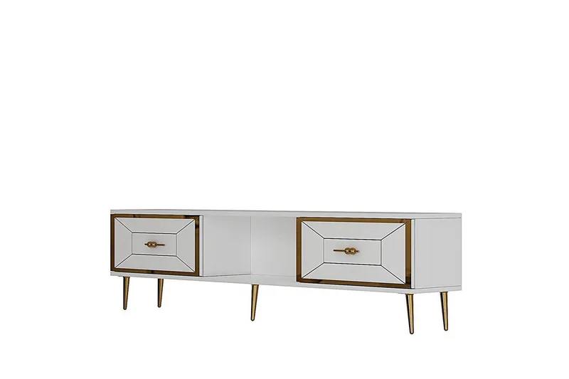 Virdel TV-taso 150 cm - Valkoinen/Keltainend - Huonekalut - TV- & Mediakalusteet - Tv taso & Mediataso