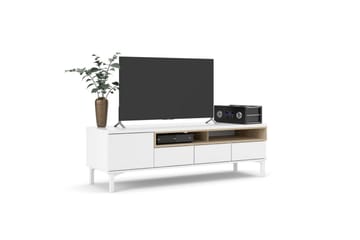 Virender lattiaseisova tv-taso 155,7 cm säilytyksellä tammi - Valkoinen|Beige - Huonekalut - TV- & Mediakalusteet - Tv taso & Mediataso