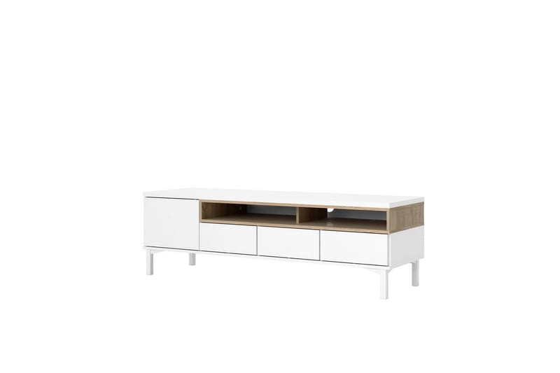 Virender lattiaseisova tv-taso 155,7 cm säilytyksellä tammi - Valkoinen|Beige - Huonekalut - TV- & Mediakalusteet - Tv taso & Mediataso