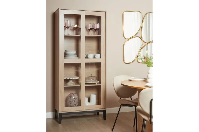 Vitrinikaappi Rumson Vaalea puu - Vaalea puu - Säilytys - Kaappi - Vitriini