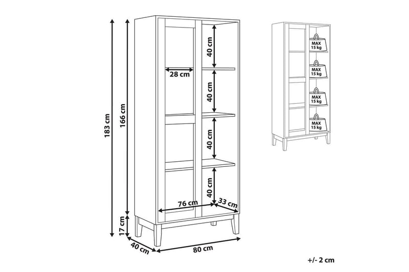 Vitrinikaappi Rumson Vaalea puu - Vaalea puu - Säilytys - Kaappi - Vitriini