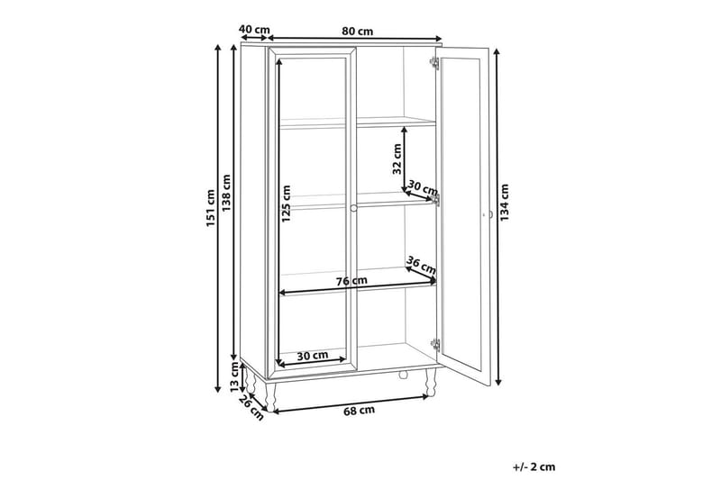 Vitrinikaappi Tingledale Musta, vaalea puu, 80x40x151 cm - Musta, vaalea puu, 80x40x151 cm - Huonekalut - TV- & Mediakalusteet - Mediajalusta & seinäteline - TV:n seinäteline