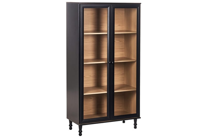 Vitrinikaappi Tingledale Musta, vaalea puu, 80x40x151 cm - Musta, vaalea puu, 80x40x151 cm - Huonekalut - TV- & Mediakalusteet - Mediajalusta & seinäteline - TV:n seinäteline
