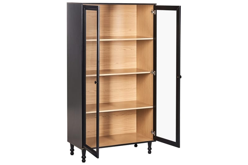 Vitrinikaappi Tingledale Musta, vaalea puu, 80x40x151 cm - Musta, vaalea puu, 80x40x151 cm - Huonekalut - TV- & Mediakalusteet - Mediajalusta & seinäteline - TV:n seinäteline